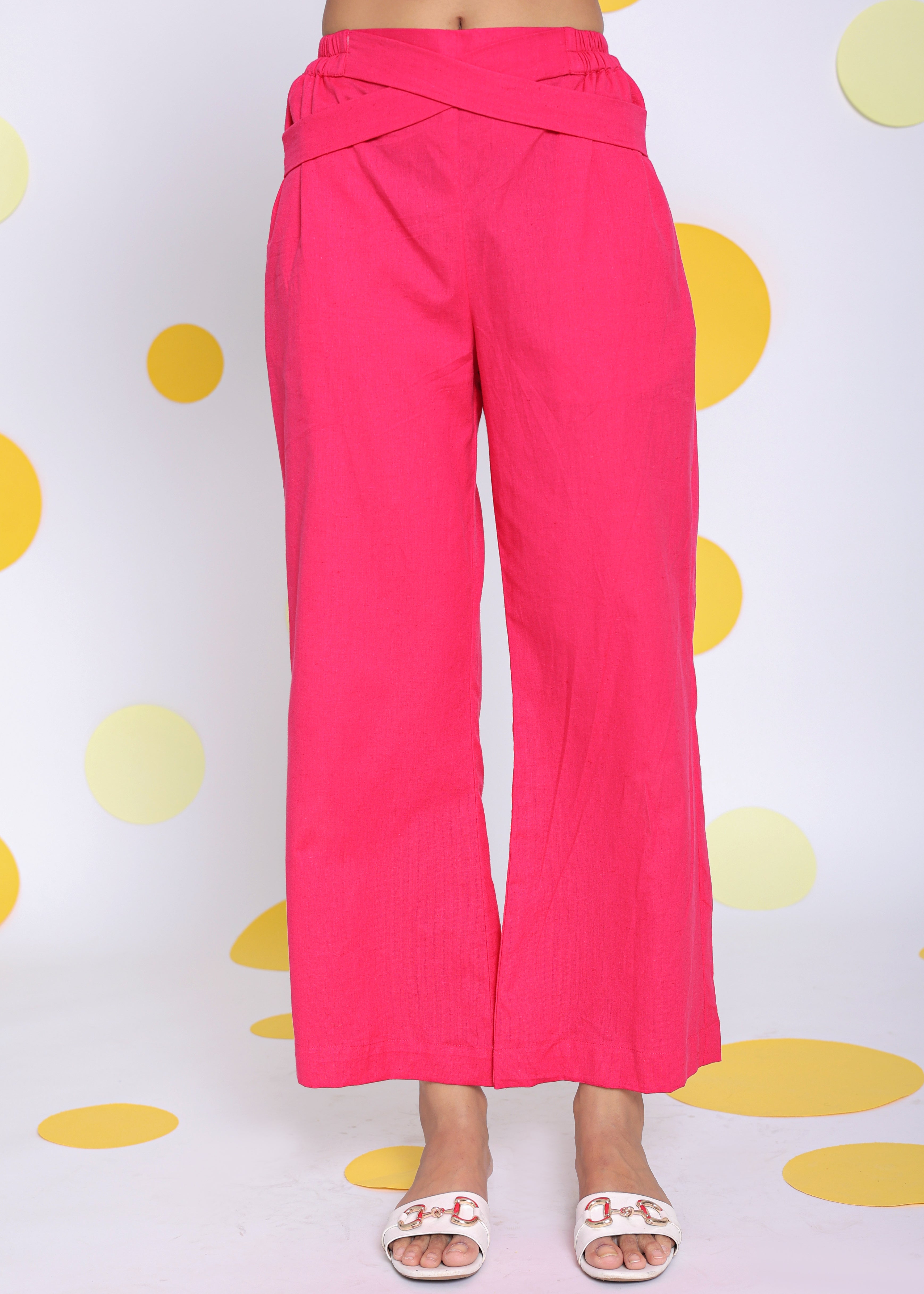 Hot Pink Shirt and Pant 2 Piece Set Summer Relaxed Linen Co-ord Set - Kaoribyshreya