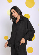 Black Shirt and Shorts Two Piece Set Summer Casual Co-ord Set - Kaoribyshreya