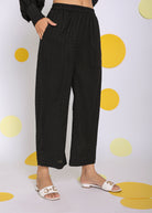 Solid Black Shirt and Pant Two Piece Set Summer Everyday Wear Co-ord Set - Kaoribyshreya
