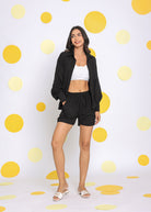Black Shirt and Shorts Two Piece Set Summer Casual Co-ord Set - Kaoribyshreya