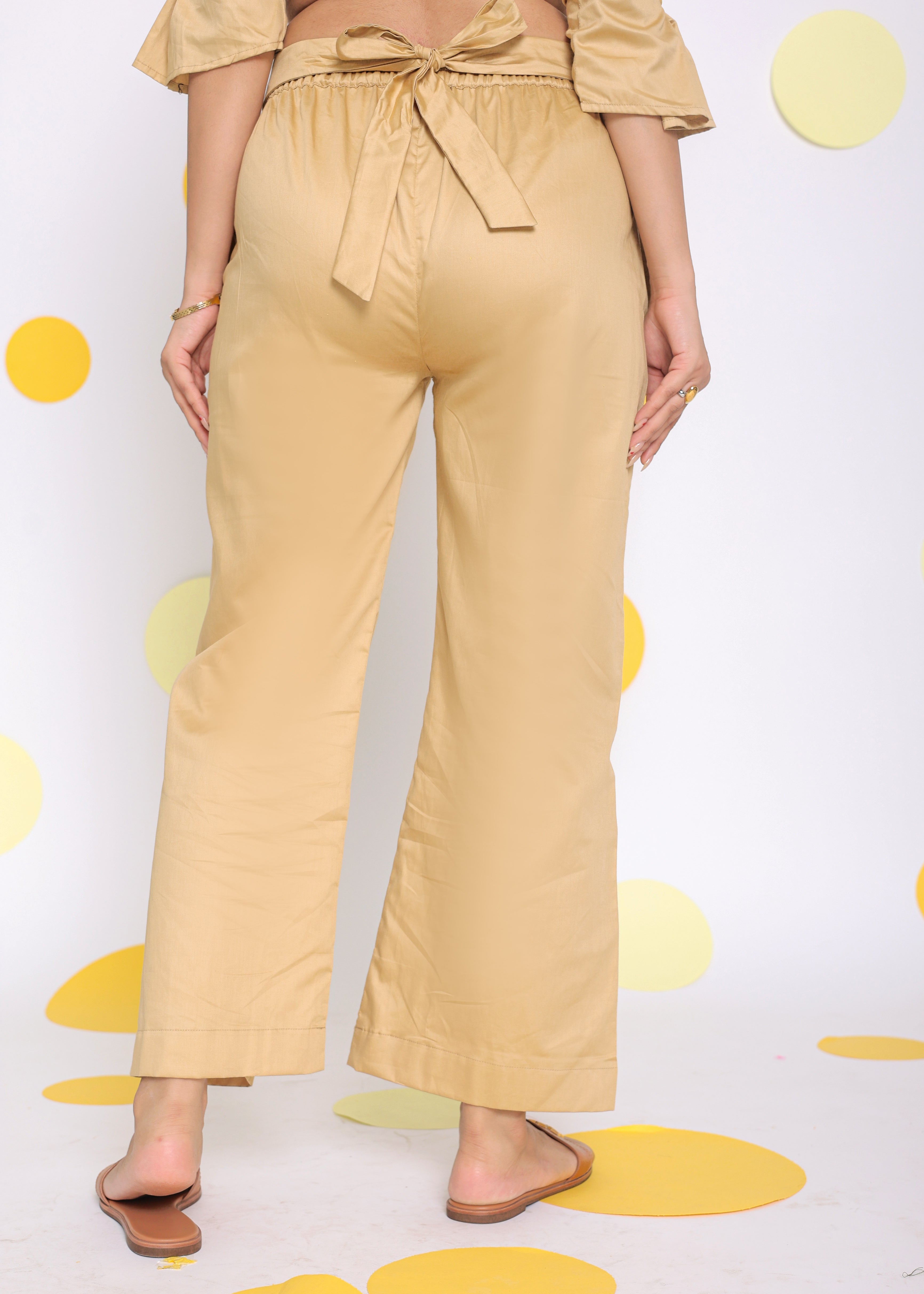 Beige Shirt and Pant 2 Piece Set Summer Relaxed 100% Cotton Co-ord Set - Kaoribyshreya