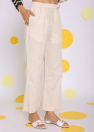 Off White  Shirt and Pant 2 Piece Set Summer Relaxed Linen Co-ord Set - Kaoribyshreya