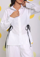 White Shirt and Pant 2 Piece Set Summer Relaxed Linen Co-ord Set - Kaoribyshreya
