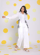 White Shirt and Pant 2 Piece Set Summer Relaxed Linen Co-ord Set - Kaoribyshreya