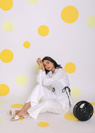 White Shirt and Pant 2 Piece Set Summer Relaxed Linen Co-ord Set - Kaoribyshreya