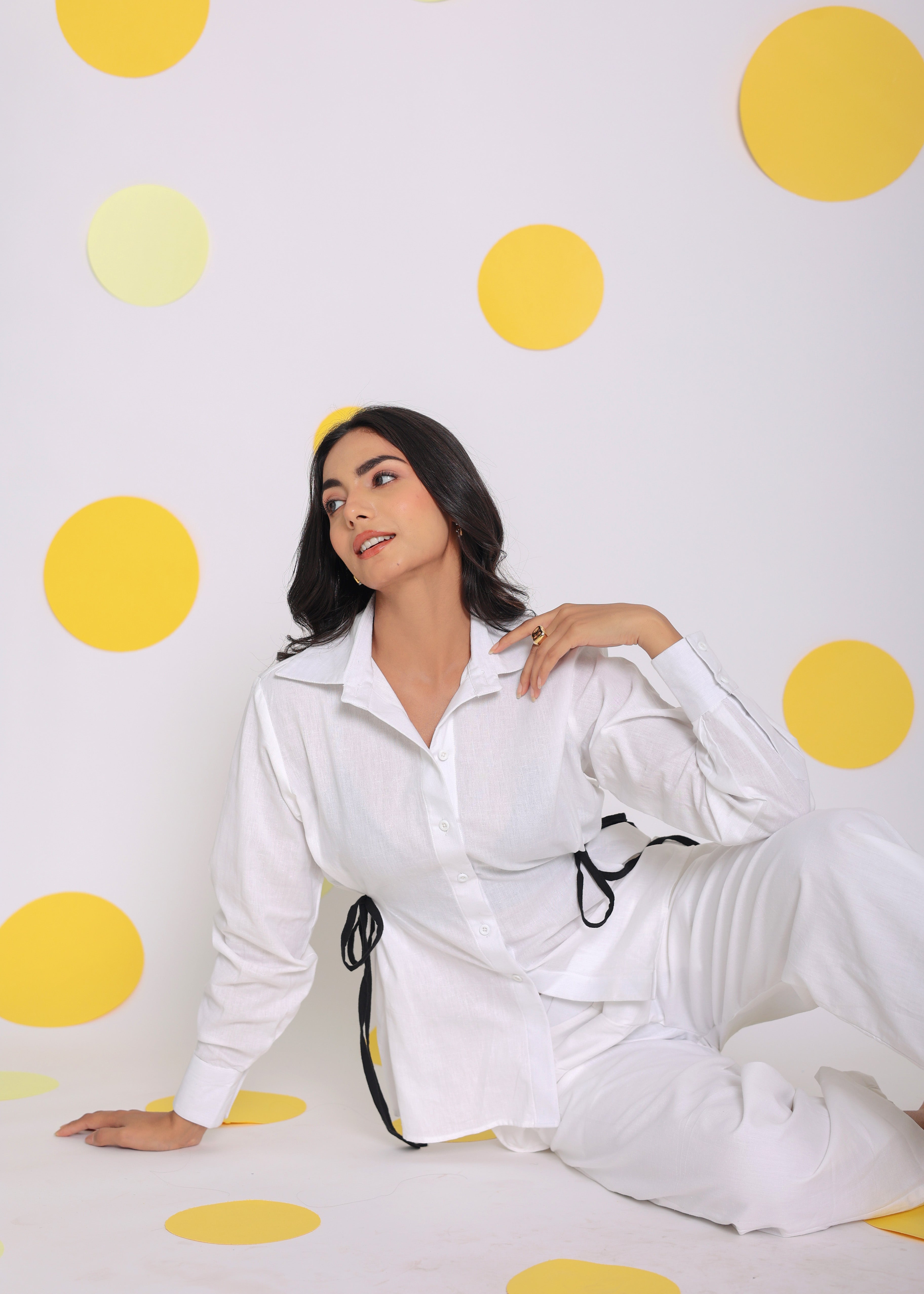 White Shirt and Pant 2 Piece Set Summer Relaxed Linen Co-ord Set - Kaoribyshreya