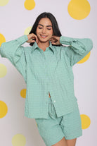 Light Green Summer Relaxed Casual Shorts - Kaoribyshreya