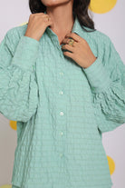 Light Green Shirt and Pant Two Piece Set Summer Everyday Wear Co-ord Set - Kaoribyshreya