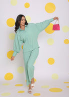 Light Green Shirt and Pant Two Piece Set Summer Everyday Wear Co-ord Set - Kaoribyshreya