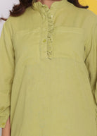 Light Green Shirt and Pant Two Piece Set Summer Everyday Wear Linen Co-ord Set - Kaoribyshreya