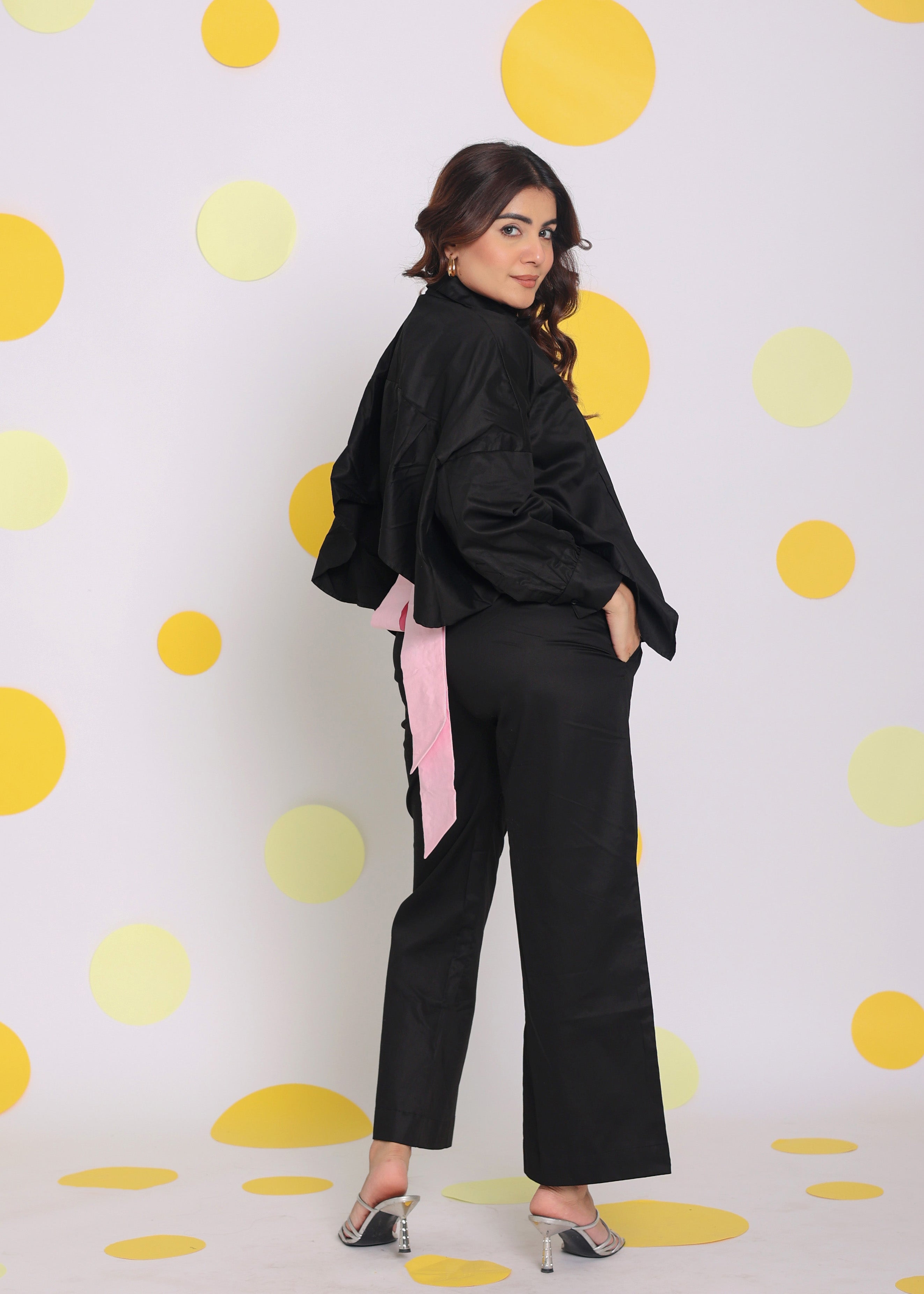 Black Summer Relaxed Buttoned Everyday Wear 100% Cotton Pants - Kaoribyshreya