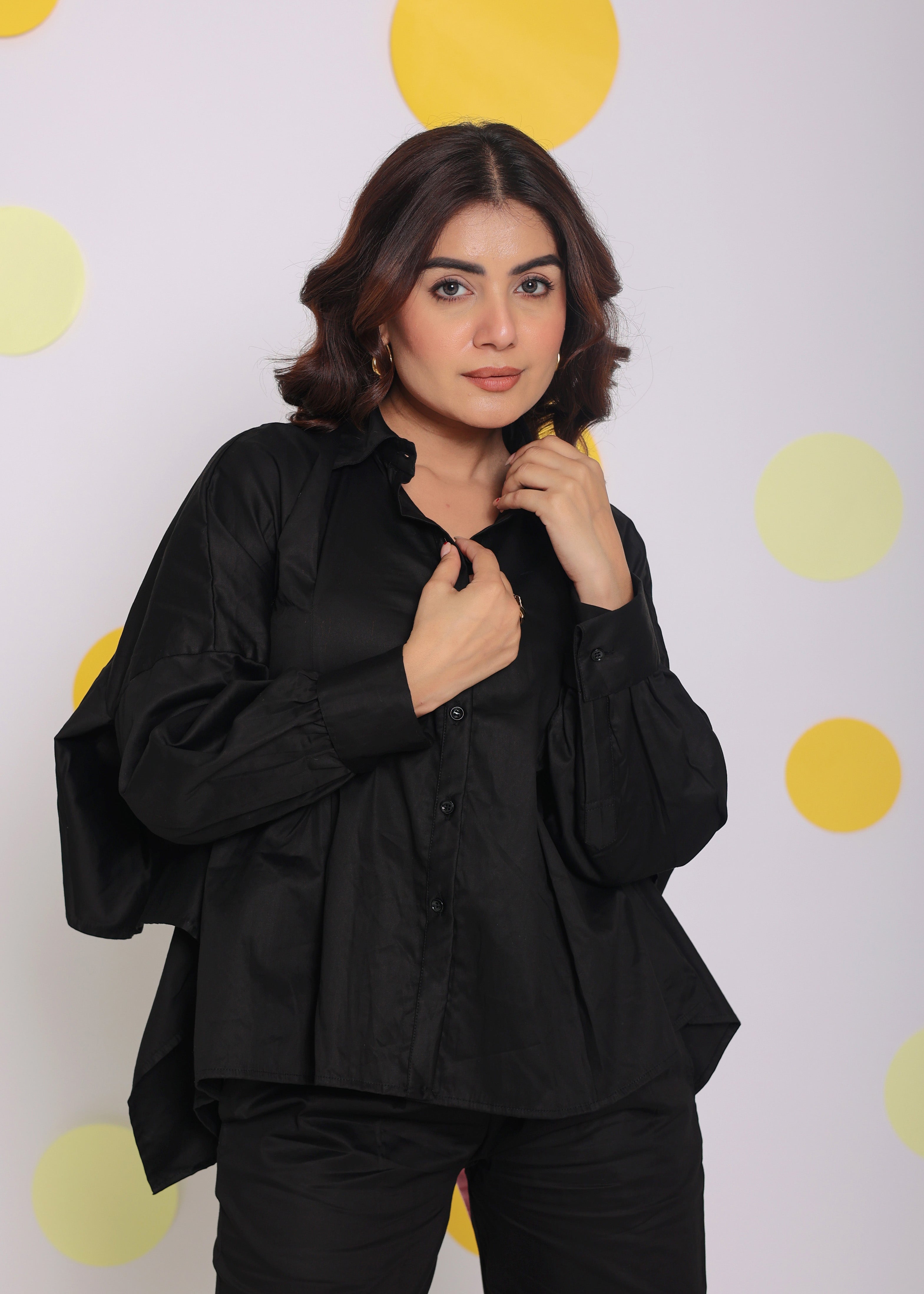 Black Summer with Baby Pink Back Tie up 100% Cotton Shirt - Kaoribyshreya