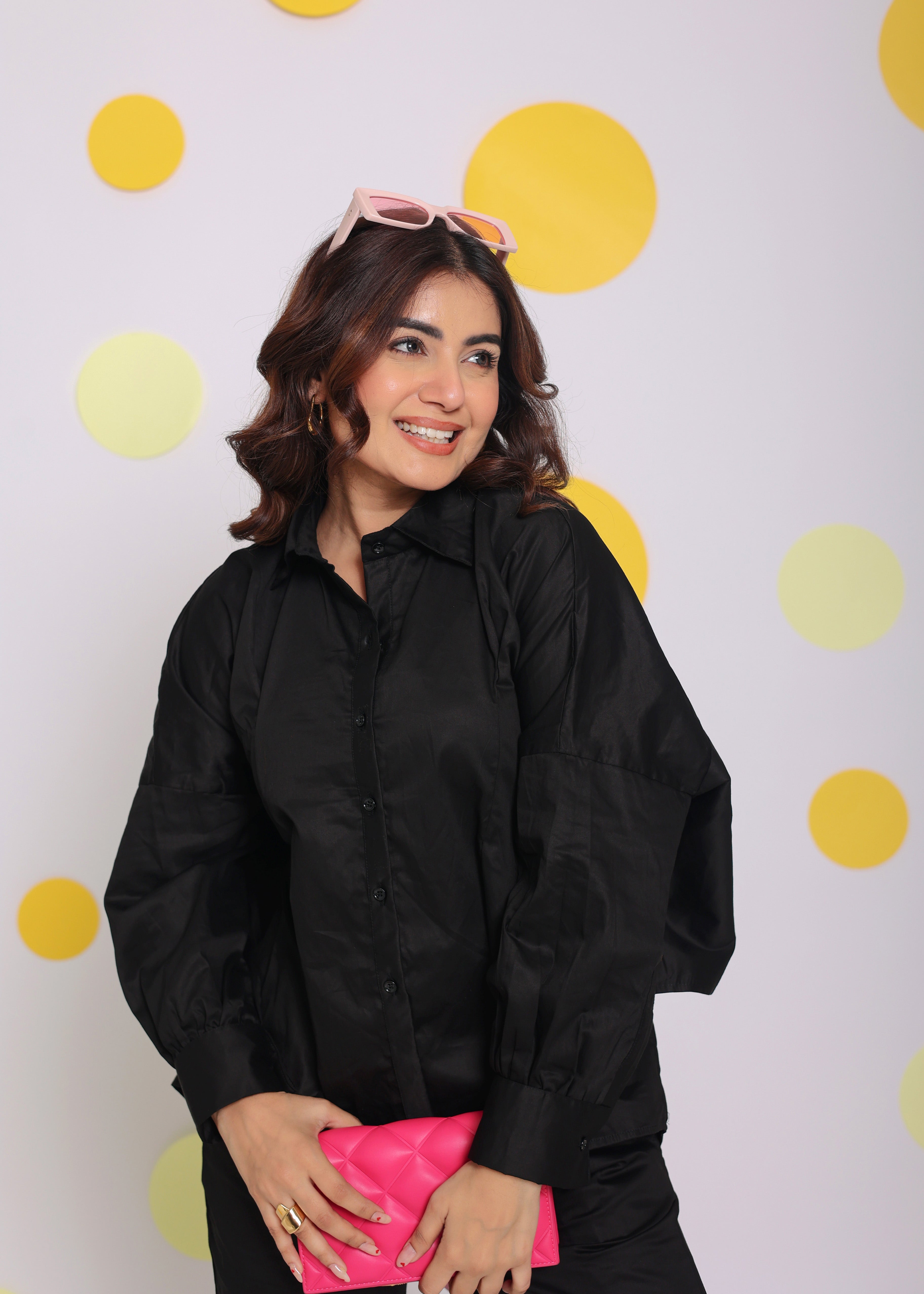 Black Summer with Baby Pink Back Tie up 100% Cotton Shirt - Kaoribyshreya