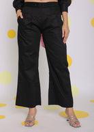 Black Buttoned Shirt with Baby Pink Back Tie up and Pant Summer Everyday Wear 100% Cotton Co-ord Set - Kaoribyshreya