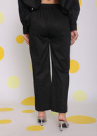 Black Summer Relaxed Buttoned Everyday Wear 100% Cotton Pants - Kaoribyshreya