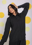 Black Shirt and Pant Two Piece Set Summer Everyday Wear Co-ord Set - Kaoribyshreya