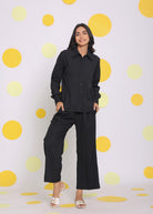 Black Shirt and Pant Two Piece Set Summer Everyday Wear Co-ord Set - Kaoribyshreya