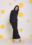 Black Shirt and Pant Two Piece Set Summer Everyday Wear Co-ord Set - Kaoribyshreya