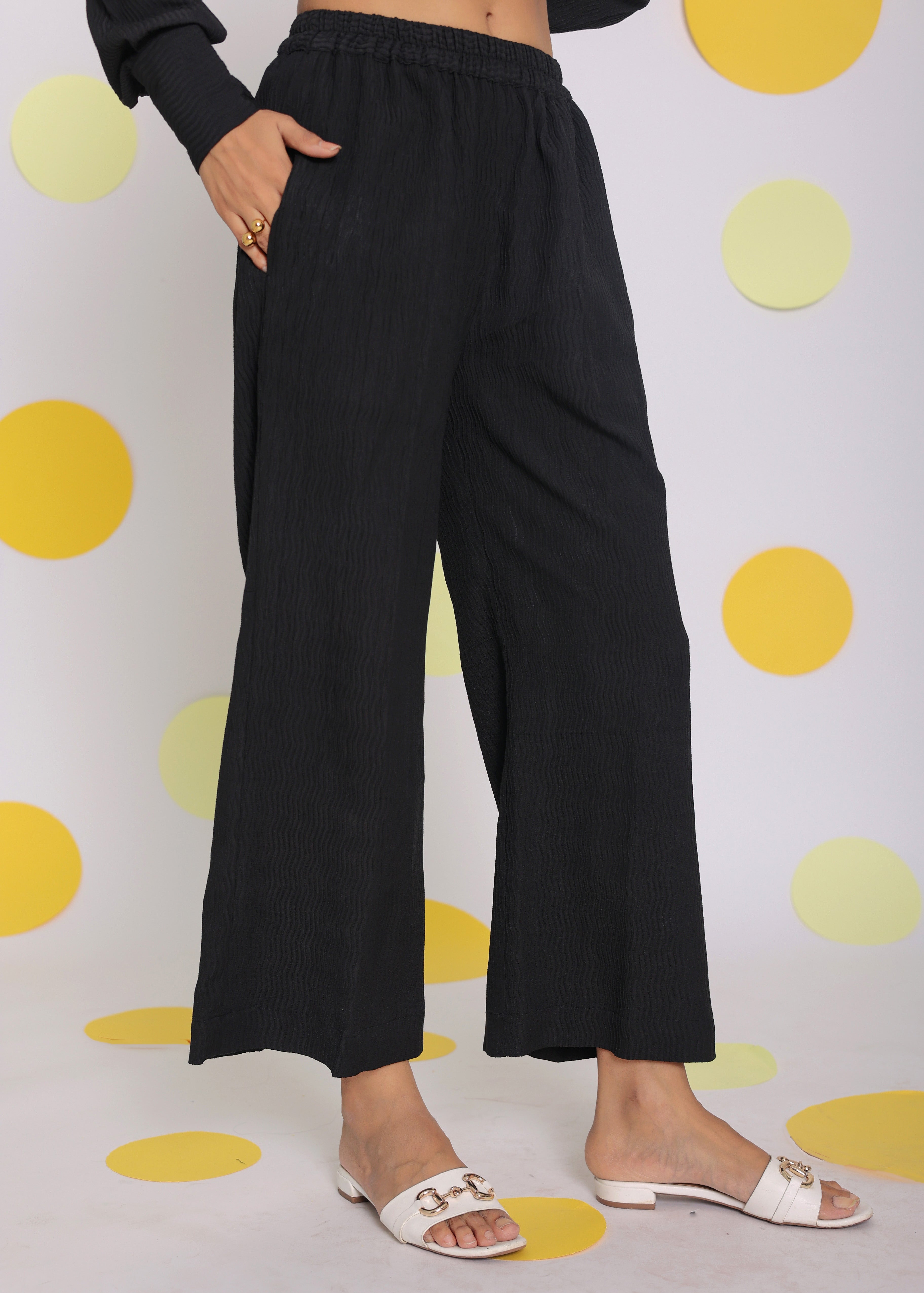 Black Shirt and Pant Two Piece Set Summer Everyday Wear Co-ord Set - Kaoribyshreya