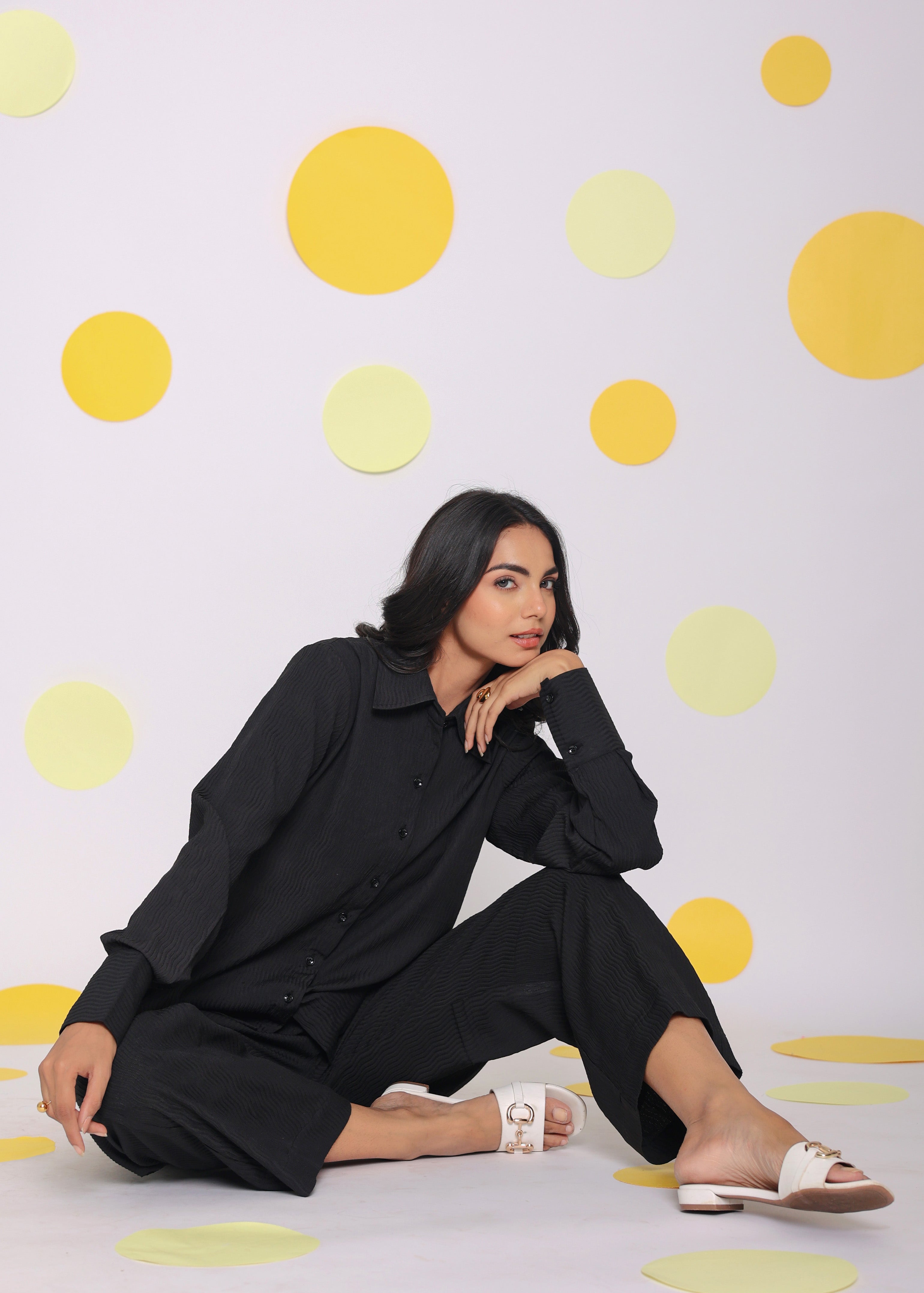 Black Shirt and Pant Two Piece Set Summer Everyday Wear Co-ord Set - Kaoribyshreya