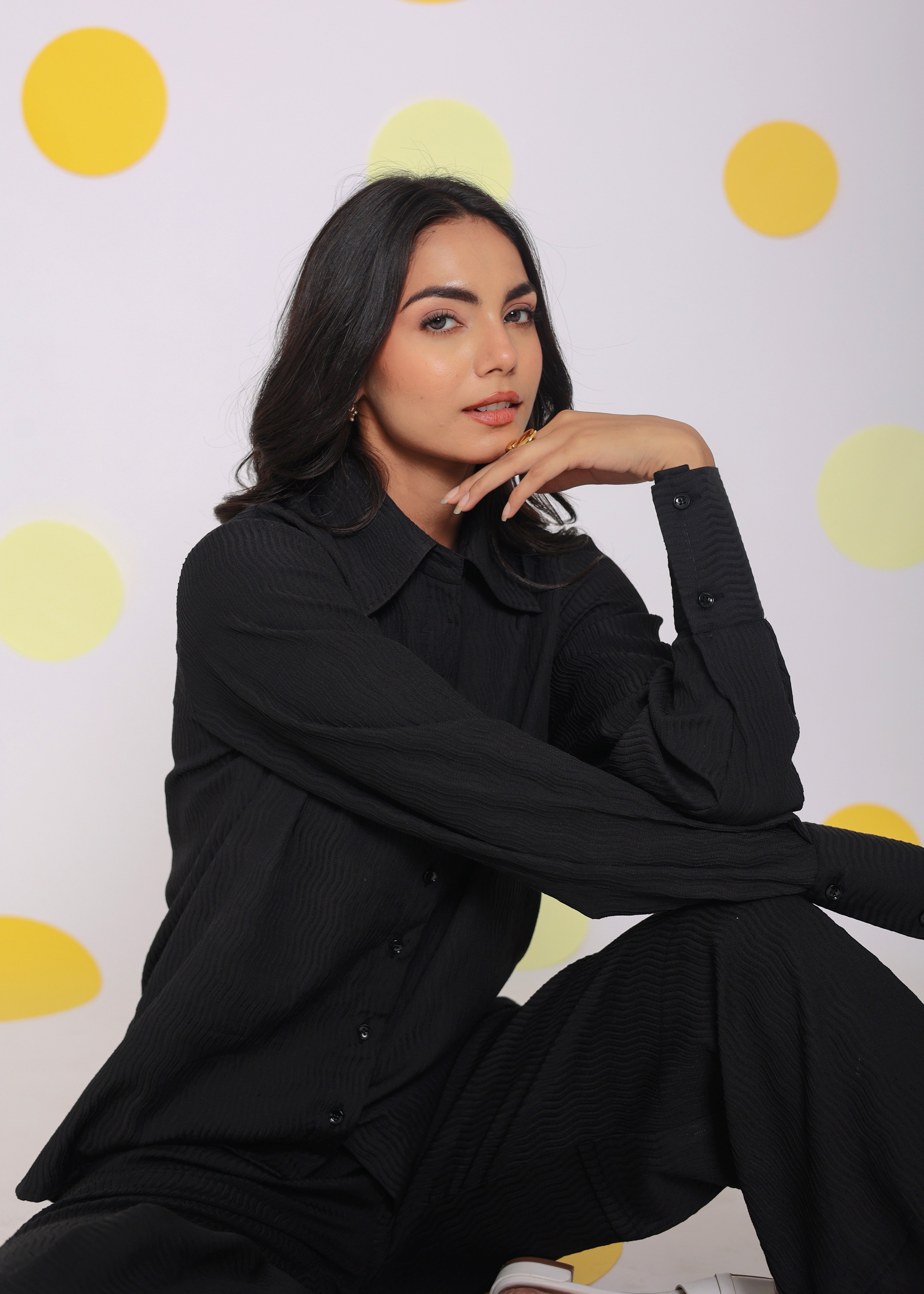 Black Summer Relaxed Collared Everyday Wear Buttoned Shirt - Kaoribyshreya