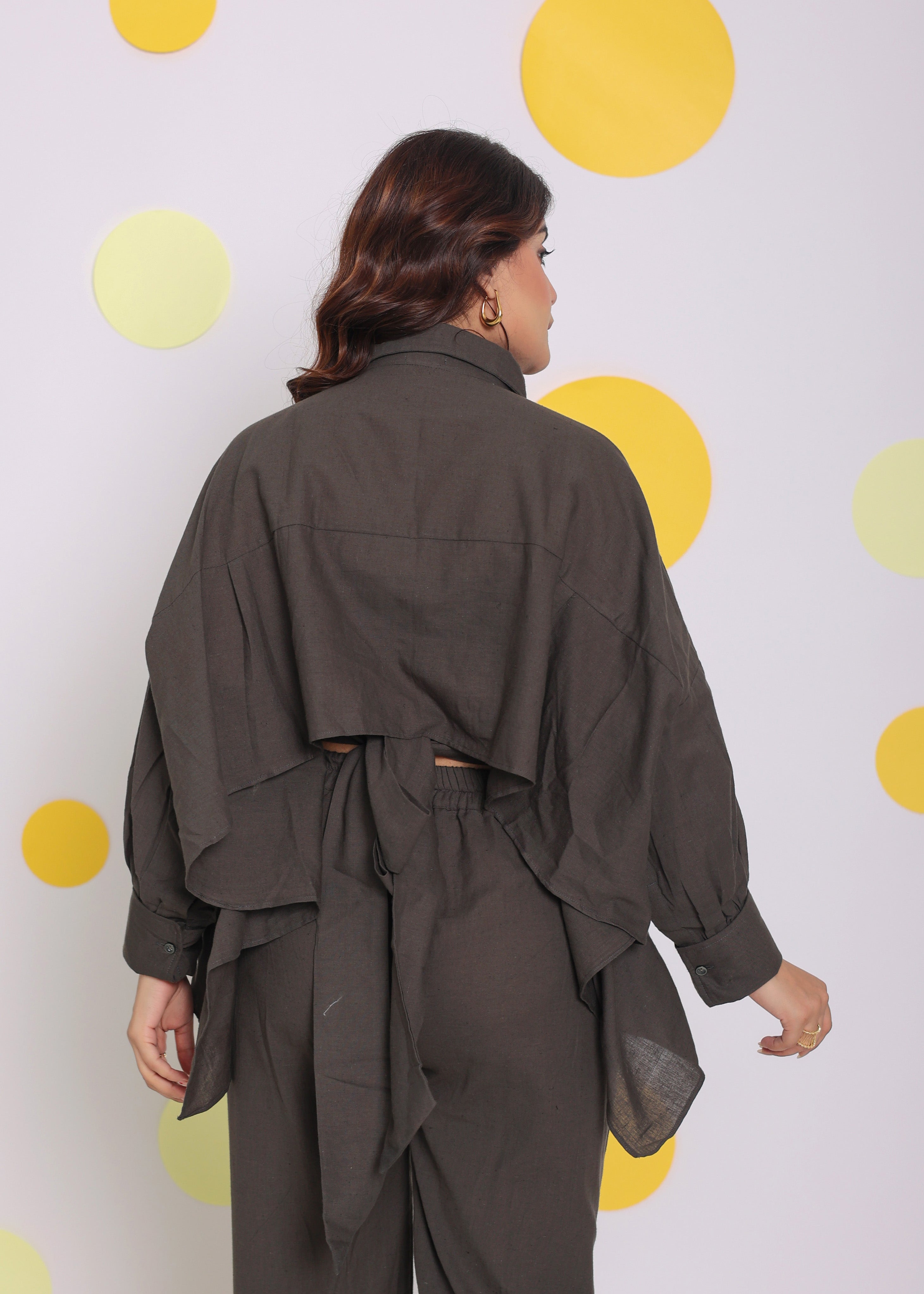 Grey Summer Relaxed Buttoned Formal Linen Collared Shirt - Kaoribyshreya