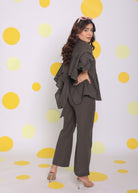 Grey Relaxed Buttoned Summer Formal Linen Pants - Kaoribyshreya