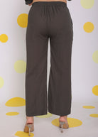 Grey Relaxed Buttoned Summer Formal Linen Pants - Kaoribyshreya
