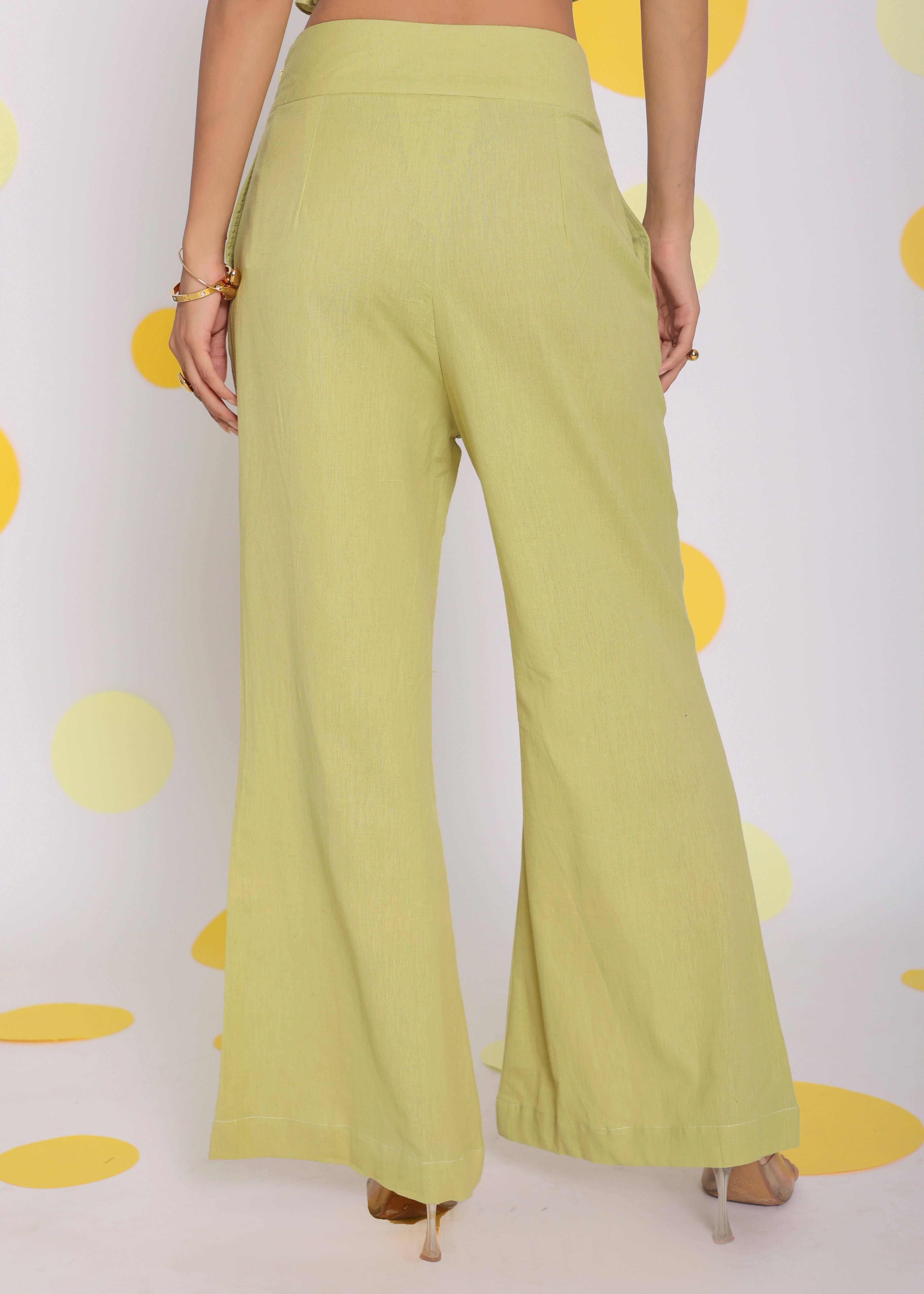 Light Green Summer Relaxed High Waist Pant Linen Pant - Kaoribyshreya