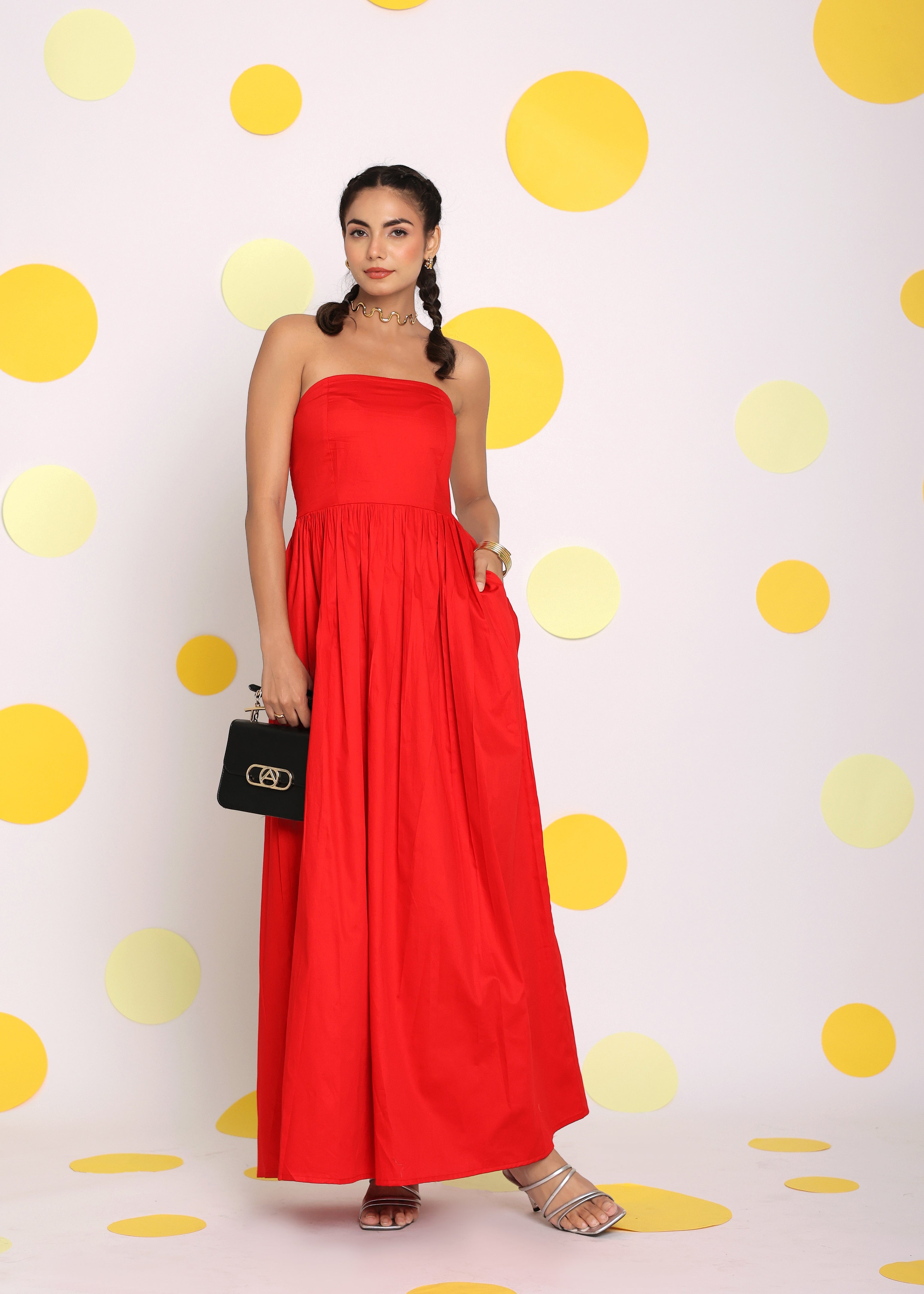 Red Tube Summer Holiday wear Long Maxi Party wear Dress - Kaoribyshreya