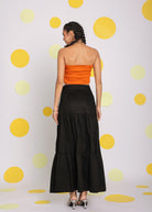 Orange and Black Solid Tube Bralette and Maxi Skirt 100% Cotton  Resort wear Co-ord Set - Kaoribyshreya
