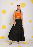 Orange and Black Solid Tube Bralette and Maxi Skirt 100% Cotton  Resort wear Co-ord Set - Kaoribyshreya