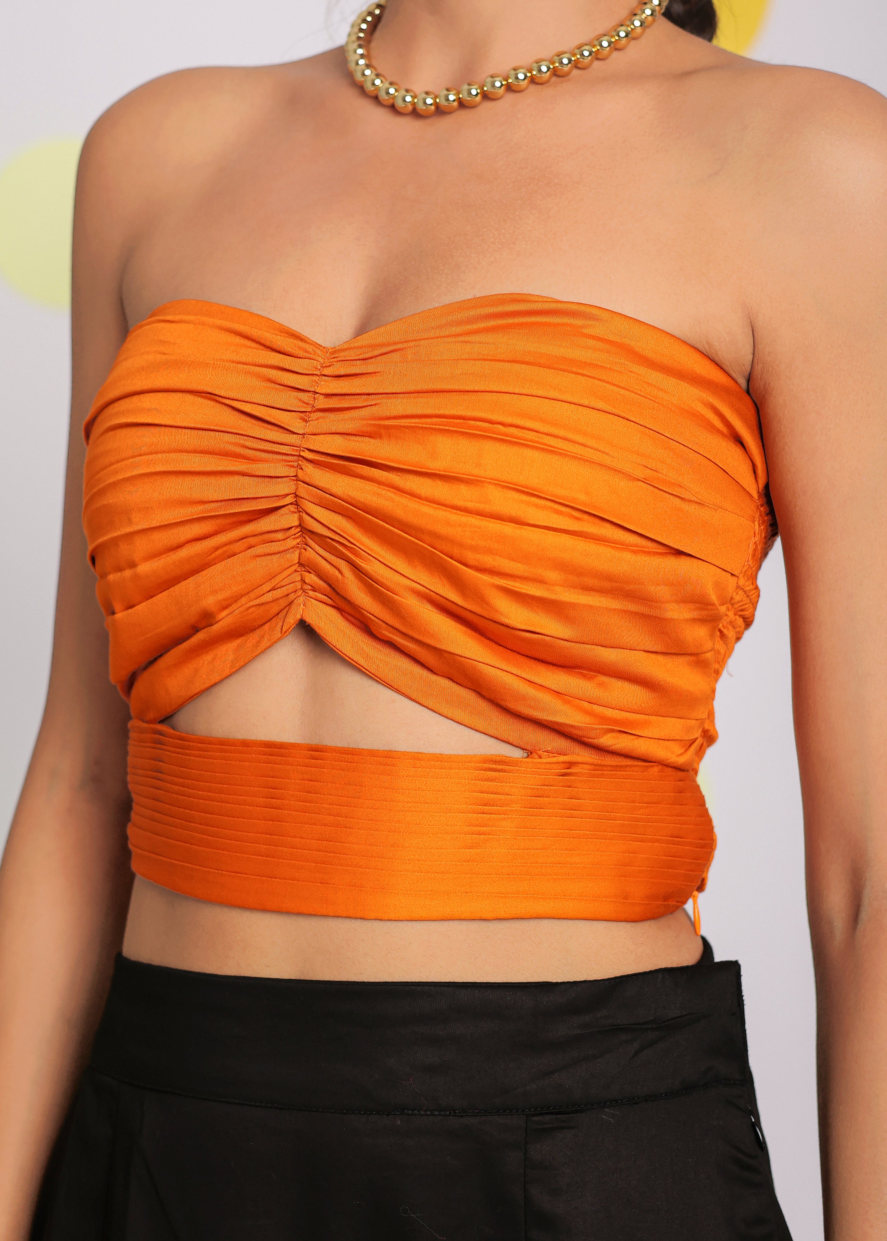 Orange and Black Solid Tube Bralette and Maxi Skirt 100% Cotton  Resort wear Co-ord Set - Kaoribyshreya