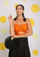 Orange Tube Bralette Bust Fitted 100% Cotton Resortwear Crop Top - Kaoribyshreya
