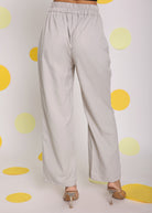 Solid Ash Gray Relaxed Wide Legs Lycra Twill High Waist Korean Pants - Kaoribyshreya