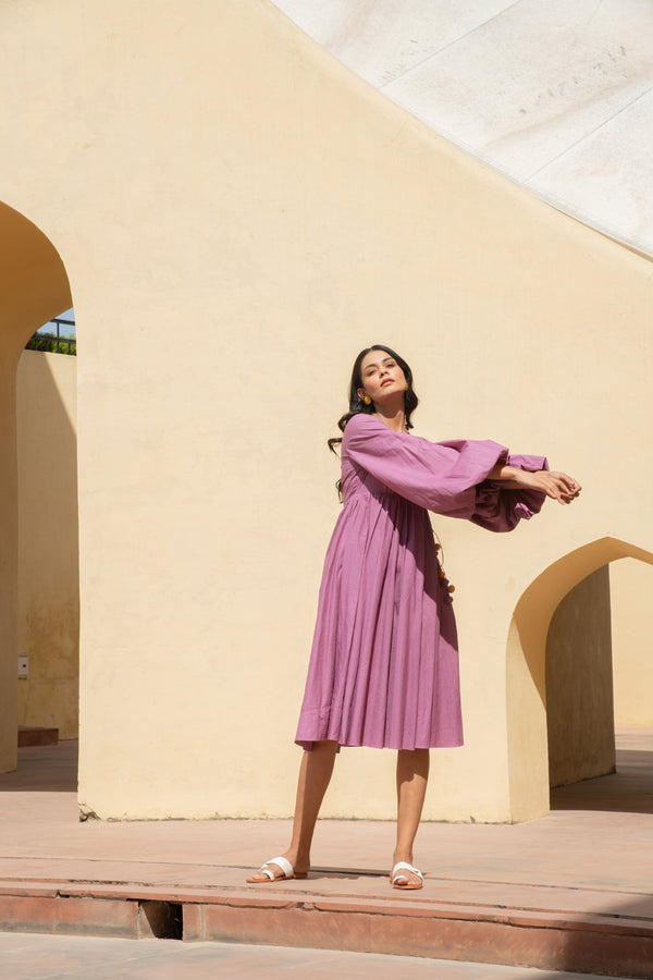 Wistful Mauve Long Skater Midi Dress