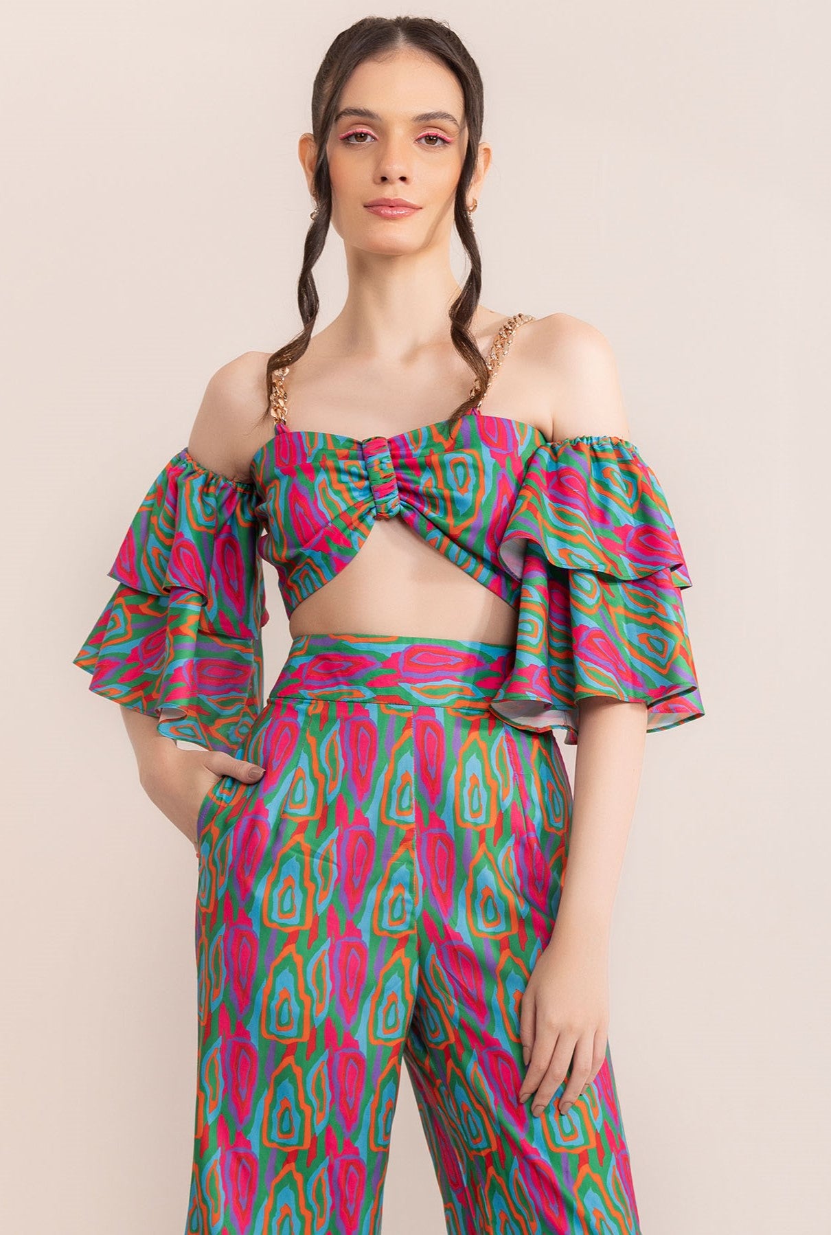 Multi Swirl Off Shoulder Top - Kaoribyshreya