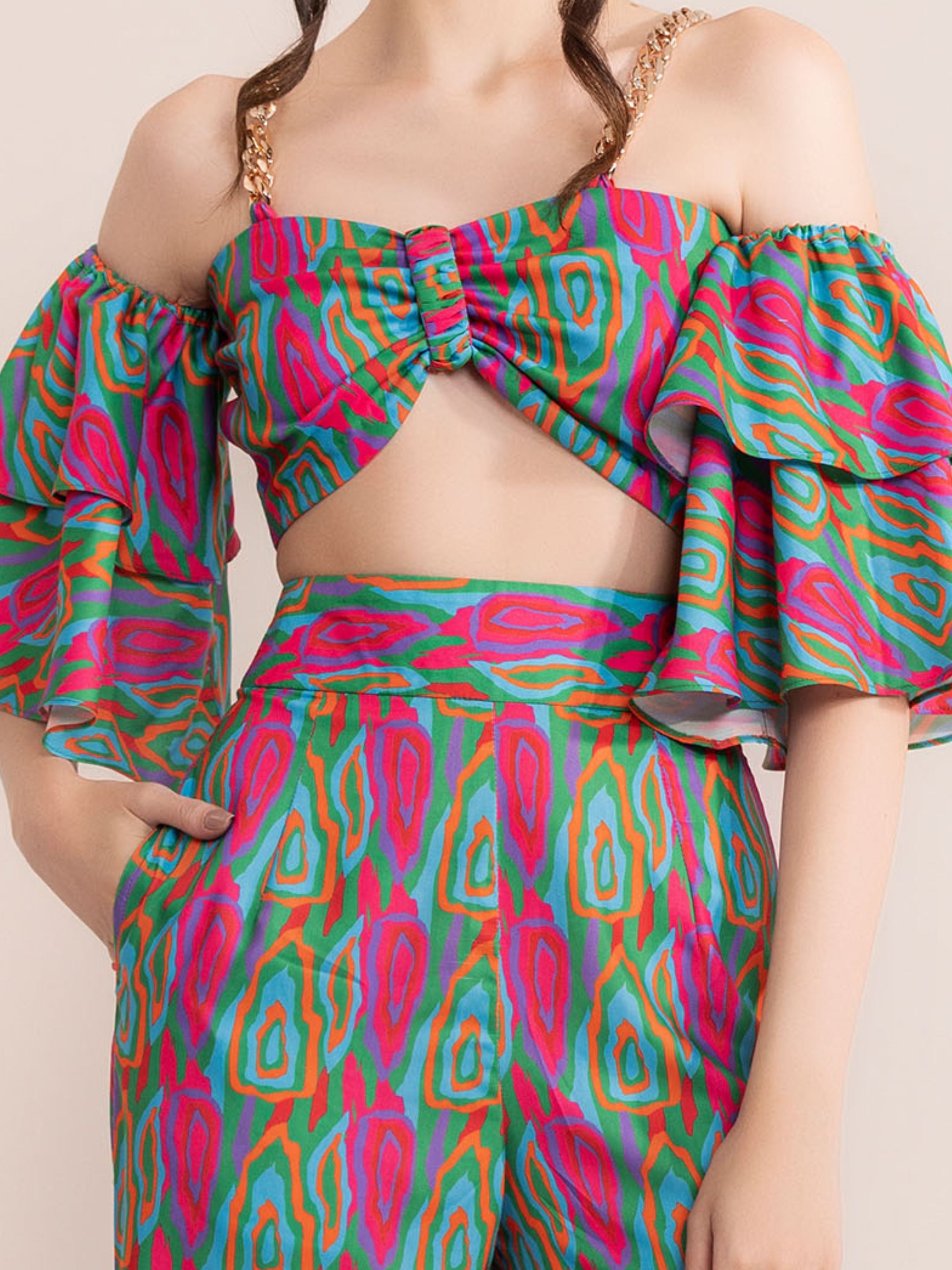 Multi Swirl Off Shoulder Top - Kaoribyshreya
