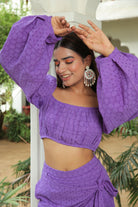 PALE PANSY PURPLE SCHIFFLI BISHOP SLEEVE TOP WITH SKORT