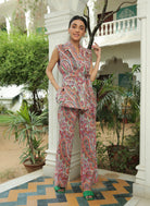 Multi prited blazer with pant co-ord set
