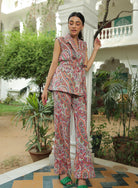 Multi prited blazer with pant co-ord set