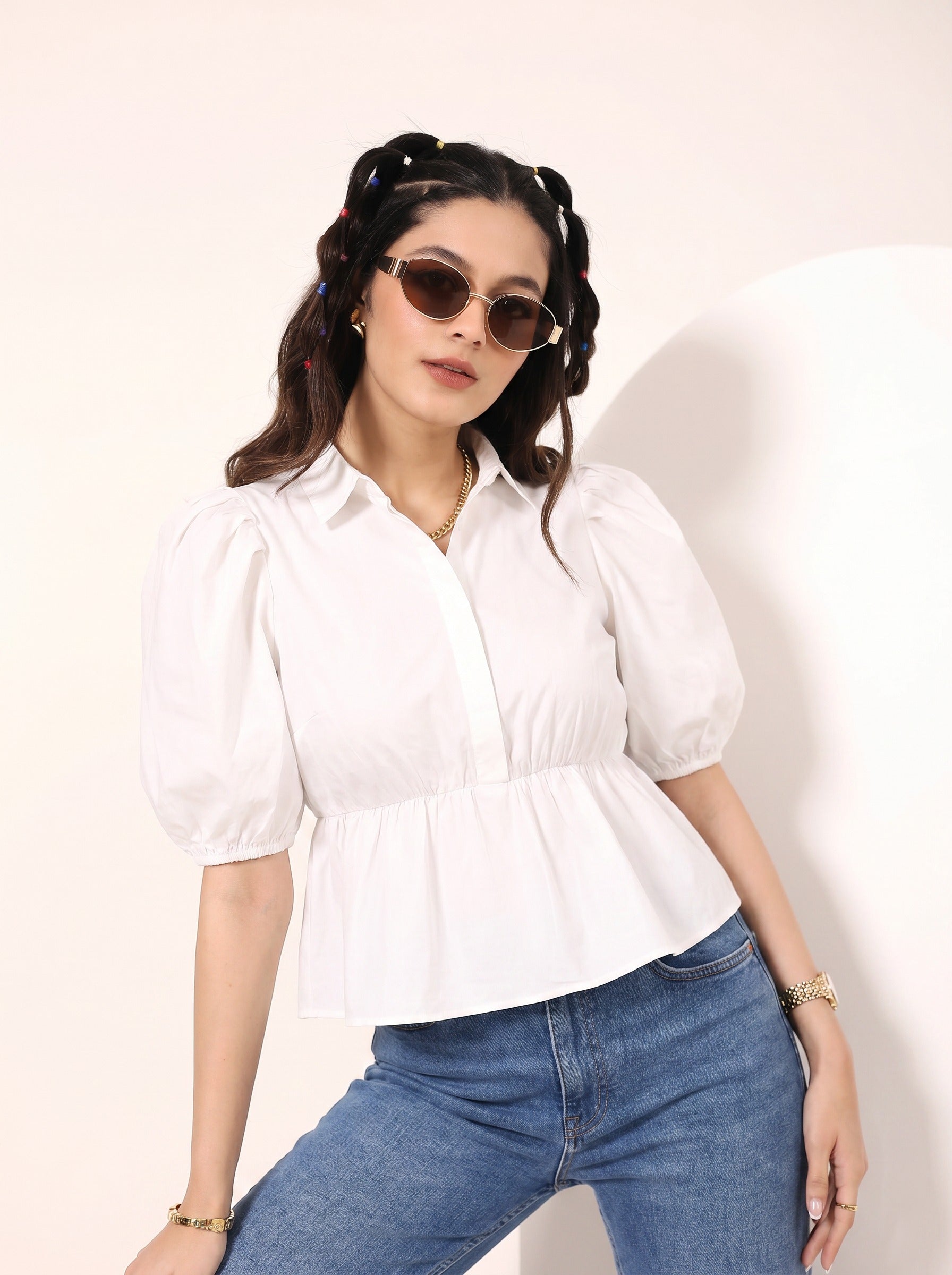 Peplum shirt with puff sleeves – Kaoribyshreya