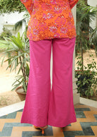 Pink Relaxed Pant With Fixed Belt and Side Zip - Kaoribyshreya