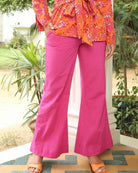Pink Relaxed Pant With Fixed Belt and Side Zip - Kaoribyshreya