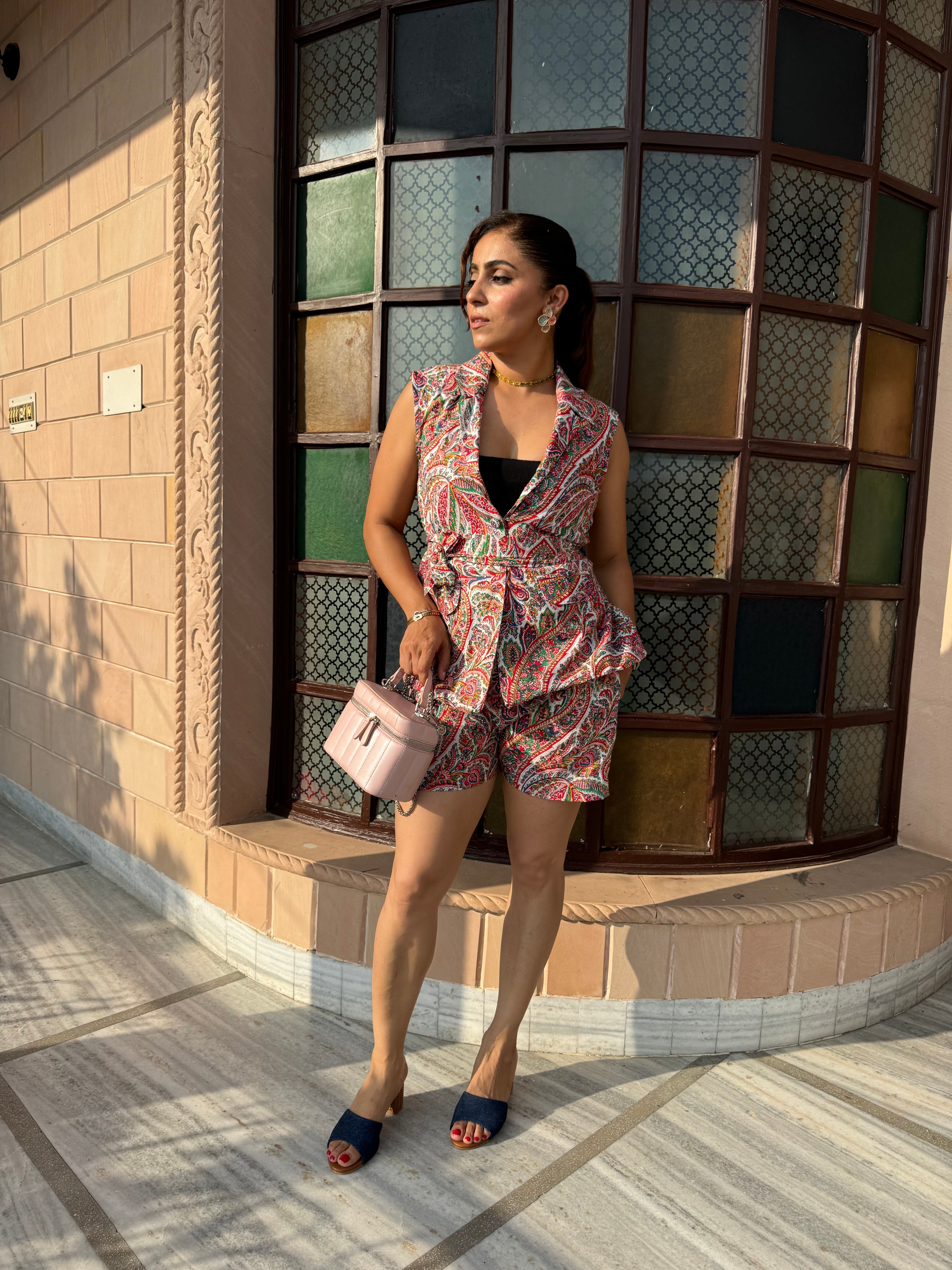 Multi Printed Blazer With Shorts Co-ord Set - Kaoribyshreya