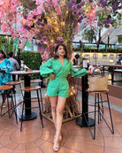 Printed Sandy Green Shirt With Shorts Co-ord Set - Kaoribyshreya