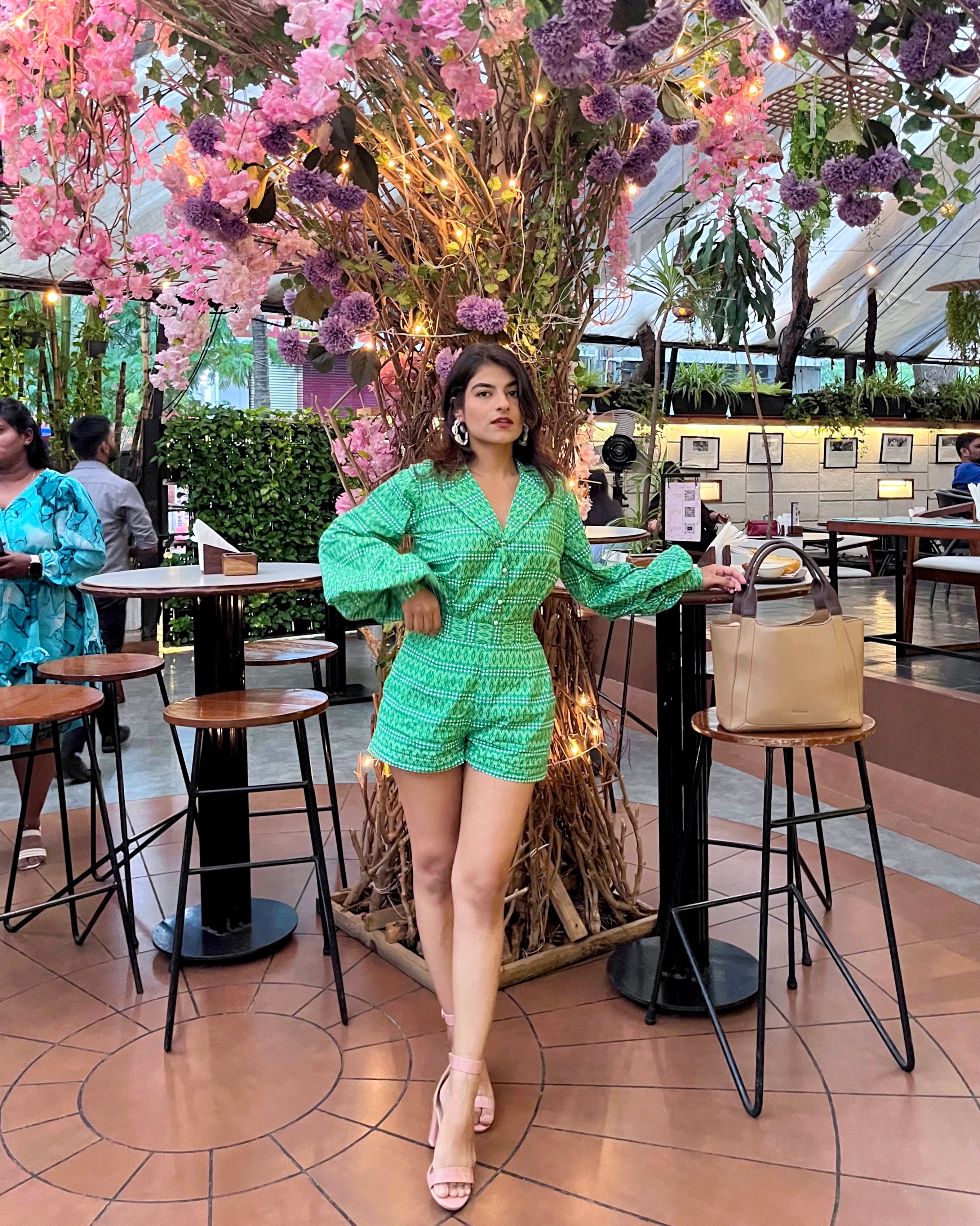Printed Sandy Green Shirt With Shorts Co-ord Set - Kaoribyshreya