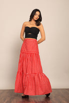 Black and Red Western Cord-Set - Bust Fitted Top and Relaxed Skirt - Kaoribyshreya
