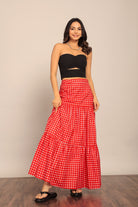 Black and Red Western Cord-Set - Bust Fitted Top and Relaxed Skirt - Kaoribyshreya