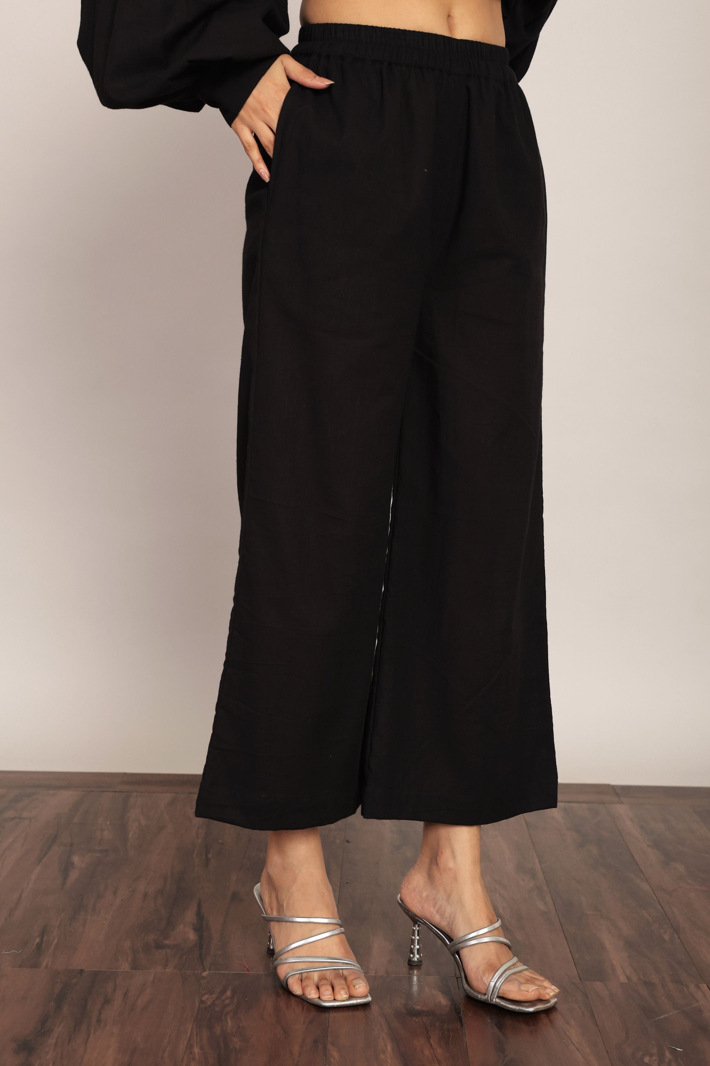 Black Solid Western Cord-Set Relaxed Shirt and Pant - Kaoribyshreya